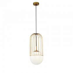 Telford - Gold Pendant with White Glass ∅ 20 cm