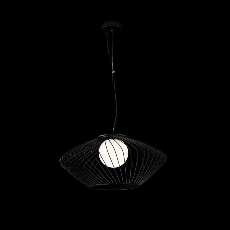 Ceiling Lights - Plec - White Globe & Black Single Pendant Maytoni-P364PL-01B - Plec - White Globe & Black Single Pendant
