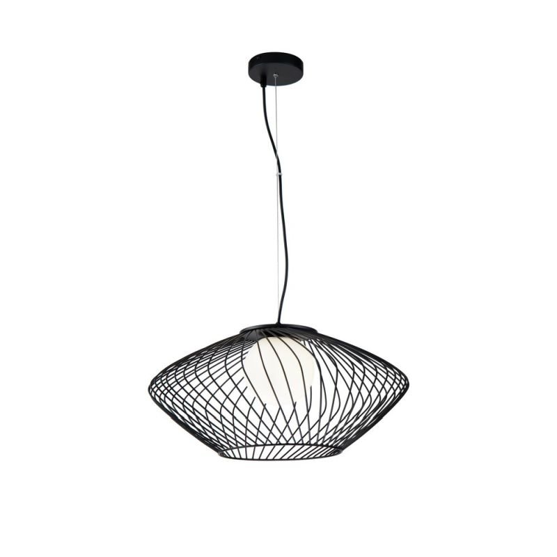 Ceiling Lights - Plec - White Globe & Black Single Pendant Maytoni-P364PL-01B - Plec - White Globe & Black Single Pendant