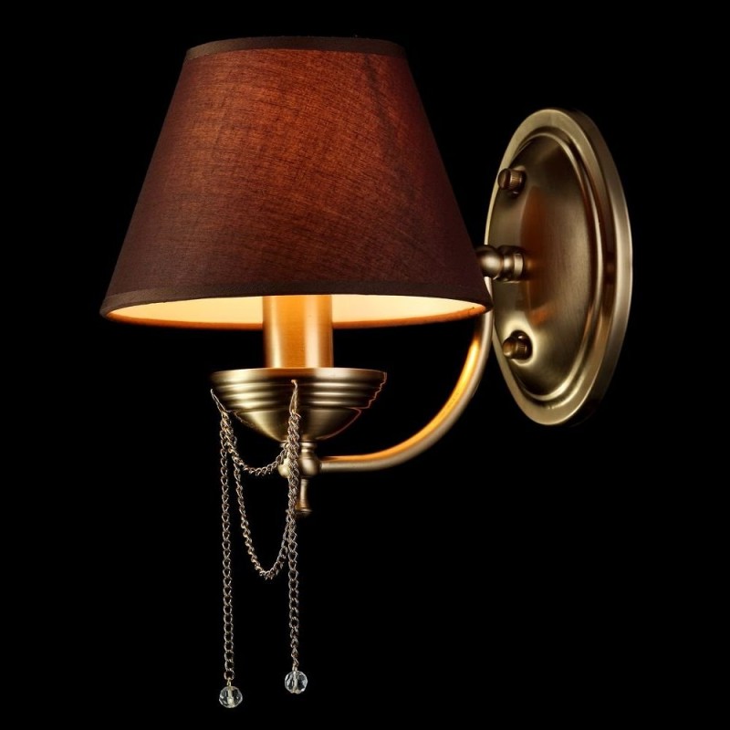 Wall Lights - Chester - Brown Fabric Wall Lamp- Brass Maytoni-RC0100-WL-01-R - Chester - Brown Fabric Wall Lamp- Brass