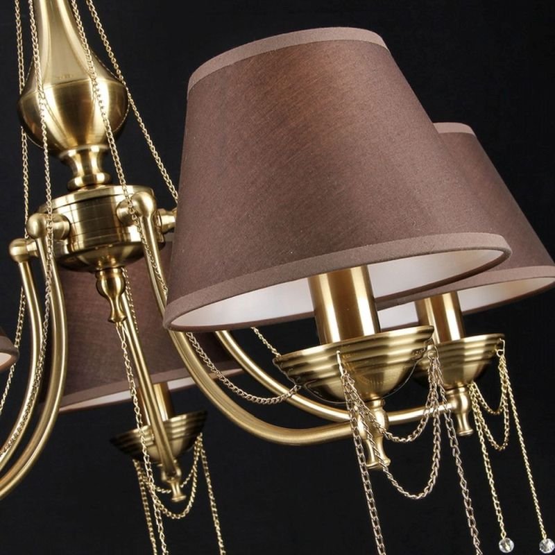 Ceiling Lights - Chester - Brown Fabric 5 Light Centre Fitting - Brass Maytoni-RC0100-PL-05-R - Chester - Brown Fabric 5 Light Centre Fitting - Brass