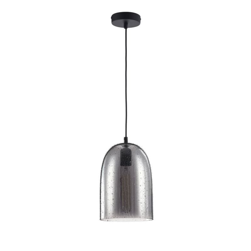 Ceiling Lights - Bergen - Single Pendant with Matt Smoky Glass- Wet Drops Maytoni-T314-00-B - Bergen - Single Pendant with Matt Smoky Glass- Wet Drops