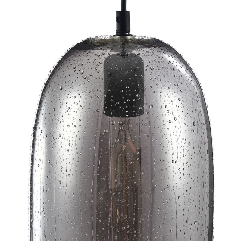 Ceiling Lights - Bergen - Single Pendant with Matt Smoky Glass- Wet Drops Maytoni-T314-00-B - Bergen - Single Pendant with Matt Smoky Glass- Wet Drops