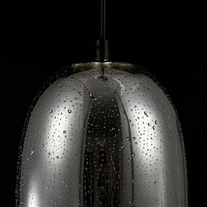 Ceiling Lights - Bergen - Single Pendant with Matt Smoky Glass- Wet Drops Maytoni-T314-00-B - Bergen - Single Pendant with Matt Smoky Glass- Wet Drops