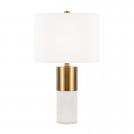 Bianco - Natural Stone & Brass Table Lamp with White Shade Bianco - Natural Stone & Brass Table Lamp with White Shade