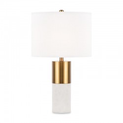 Bianco - Natural Stone & Brass Table Lamp with White Shade Bianco - Natural Stone & Brass Table Lamp with White Shade