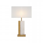 Bianco - Natural Stone & Brass Table Lamp with White Shade Bianco - Natural Stone & Brass Table Lamp with White Shade