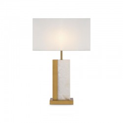 Bianco - Natural Stone & Brass Table Lamp with White Shade Bianco - Natural Stone & Brass Table Lamp with White Shade