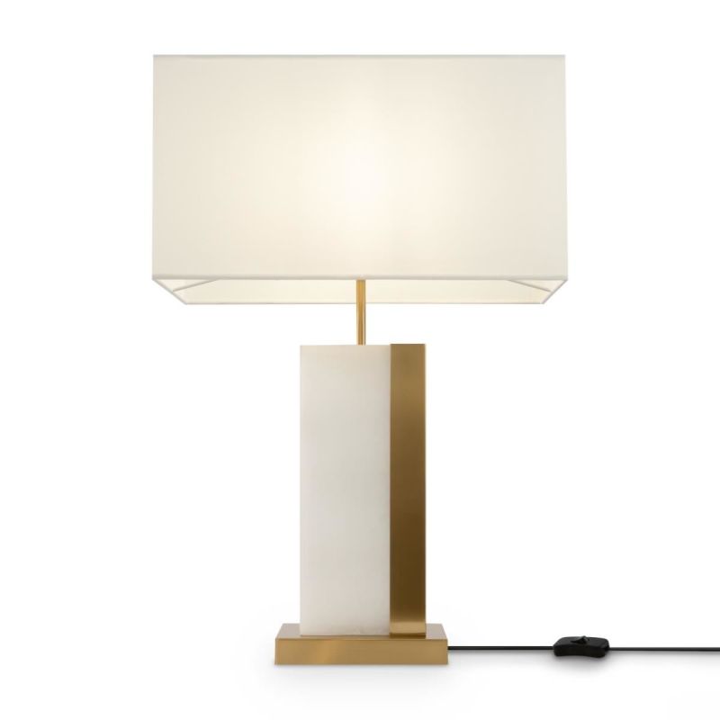 Table & Floor Lamp - Bianco - Natural Stone & Brass Table Lamp with White Shade Maytoni-Z031TL-01BS - Bianco - Natural Stone & Brass Table Lamp with White Shade