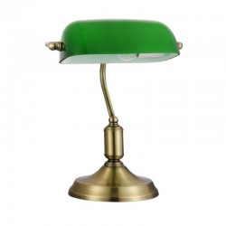 Kiwi - Antique Brass Banker Lamp with Green Glass Kiwi - Antique Brass Banker Lamp with Green Glass