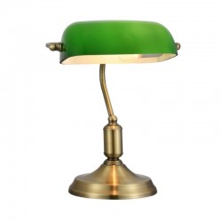 Kiwi - Antique Brass Banker Lamp with Green Glass Kiwi - Antique Brass Banker Lamp with Green Glass
