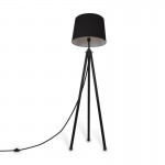 Calvin - Black Tripod Floor Lamp with Black Cotton Shade