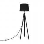 Calvin - Black Tripod Floor Lamp with Black Cotton Shade Calvin - Black Tripod Floor Lamp with Black Cotton Shade