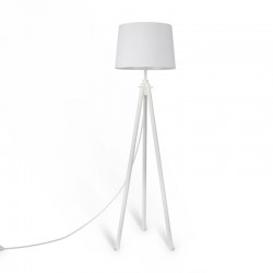 Calvin - White Tripod Floor Lamp with White Cotton Shade