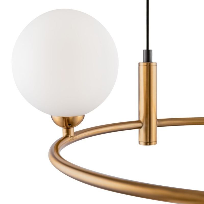 Ceiling Lights - Ring - White Glass Ball & Gold 4 Light Centre Fitting Maytoni-MOD013PL-04BS - Ring - White Glass Ball & Gold 4 Light Centre Fitting