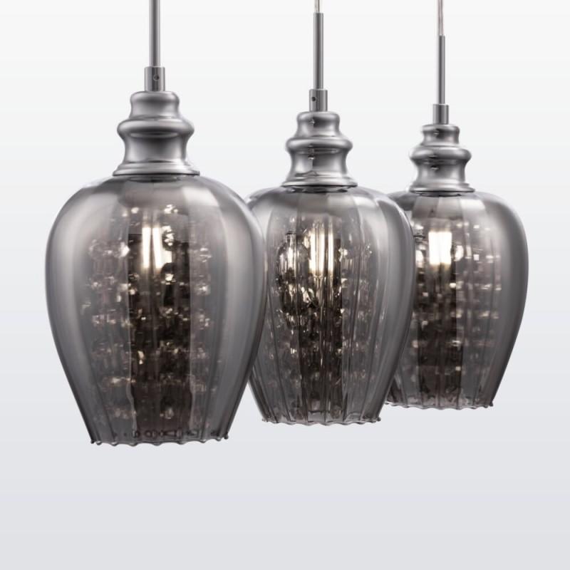 Kitchen Lights - Blues - Smoky Glass 3 Light Over Island Fitting -Crystal Maytoni-MOD033-PL-03-N - Blues - Smoky Glass 3 Light Over Island Fitting -Crystal