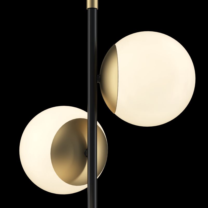 Maytoni-MOD048FL-03G - Nostalgia - Black & Gold 3 Light Floor Lamp with White Glass