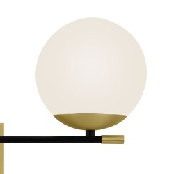 Nostalgia - Black & Gold 2 Light Wall Lamp with White Glass