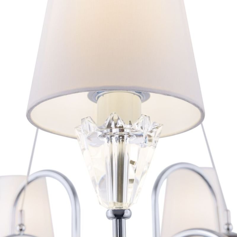 Ceiling Lights - Florero - White Fabric Shade & Chrome 9 Light Centre Fitting Maytoni-MOD078PL-09CH - Florero - White Fabric Shade & Chrome 9 Light Centre Fitting