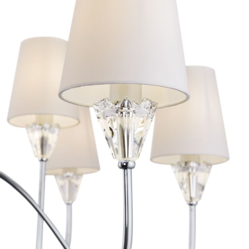Ceiling Lights - Florero - White Fabric Shade & Chrome 12 Light Centre Fitting Maytoni-MOD078PL-12CH - Florero - White Fabric Shade & Chrome 12 Light Centre Fitting