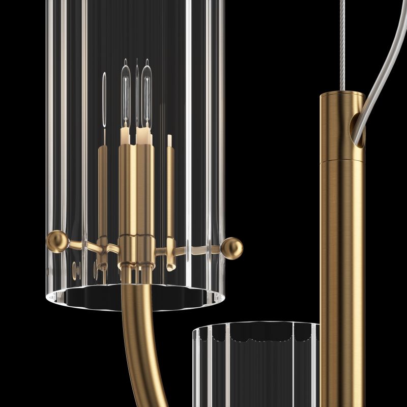 Maytoni-MOD223PL-03BS - Arco - Ribbed Glass & Brass 3 Light Centre Fitting