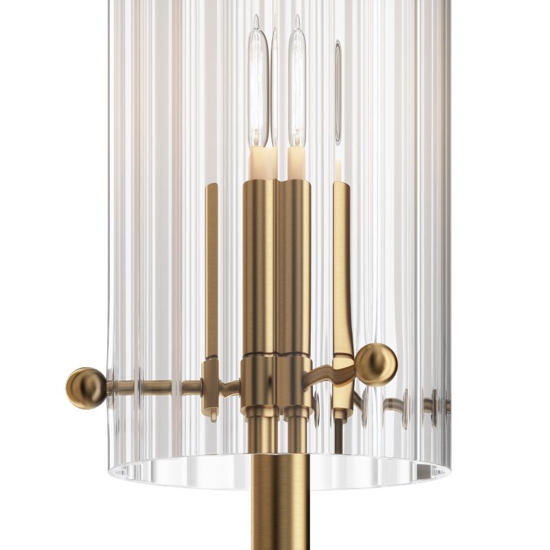 Maytoni-MOD223WL-02BS - Arco - Ribbed Glass & Brass 2 Light Wall Lamp