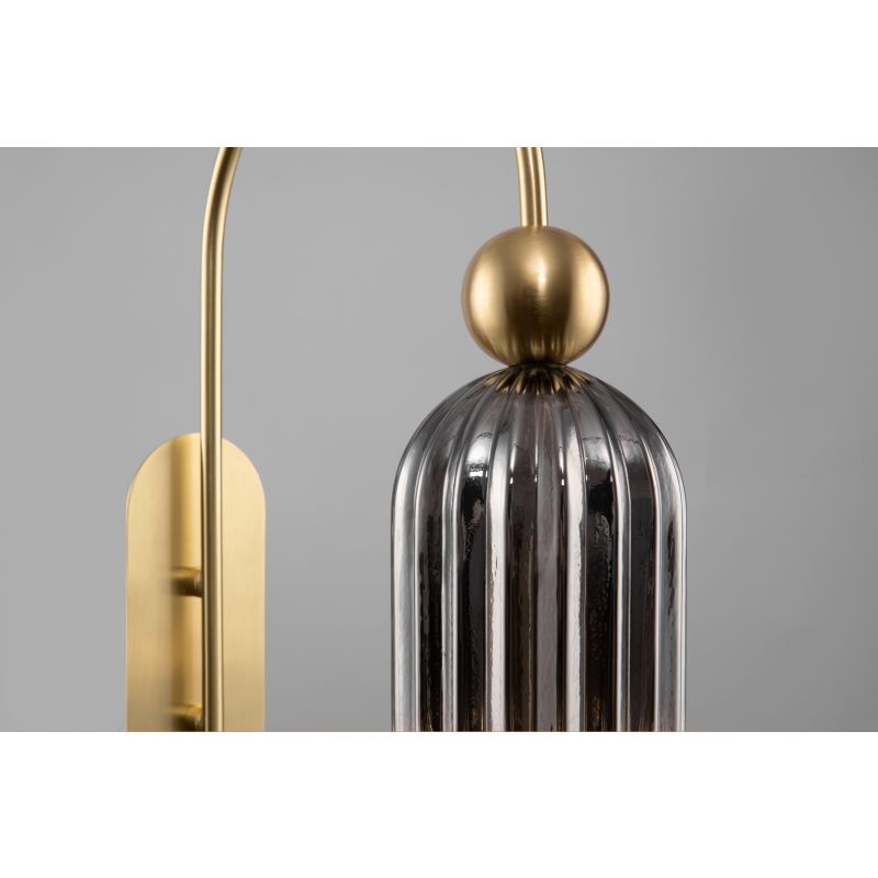 Maytoni-MOD302WL-01GR - Antic - Smoky Ribbed Glass & Gold Wall Lamp