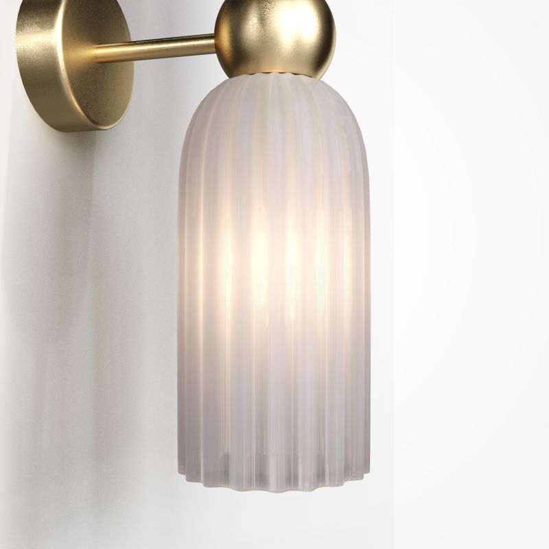 Maytoni-MOD302WL-02W - Antic - Gold Wall Lamp with Frosted Ribbed Glass Shades