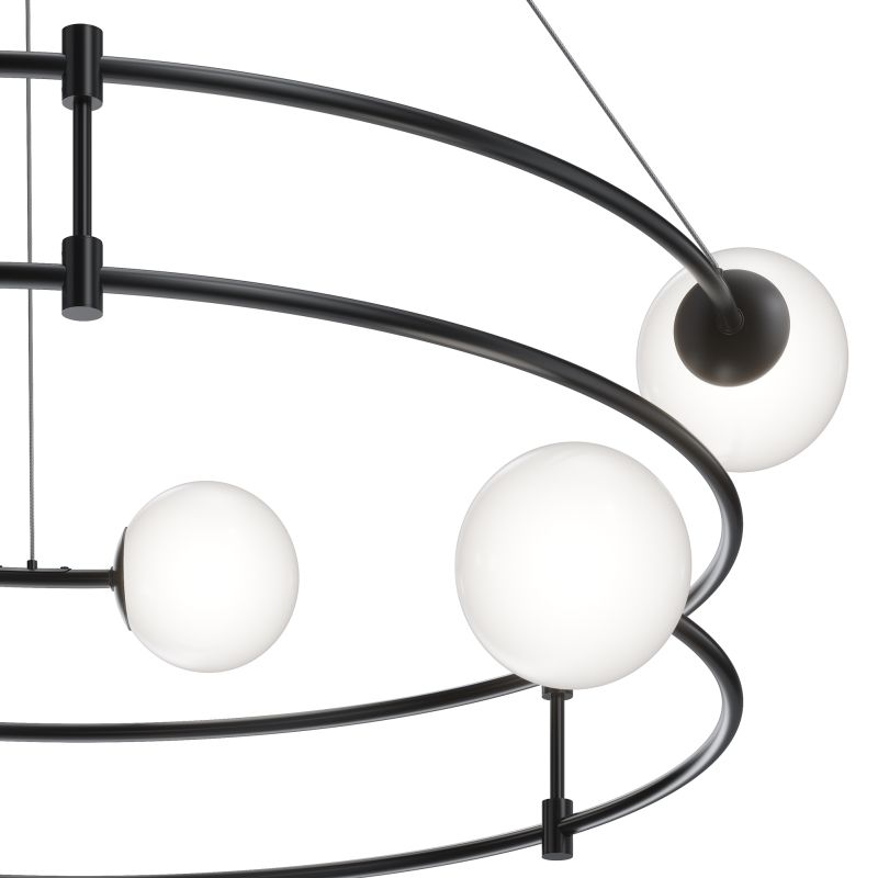Ceiling Lights - Balance - White Glass & Black 6 Light Centre Fitting Maytoni-MOD317PL-06B - Balance - White Glass & Black 6 Light Centre Fitting