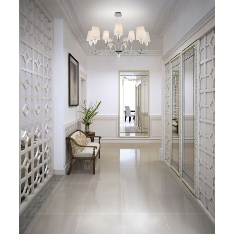 Ceiling Lights - Florero - White Fabric Shade & Chrome 12 Light Centre Fitting Maytoni-MOD078PL-12CH - Florero - White Fabric Shade & Chrome 12 Light Centre Fitting