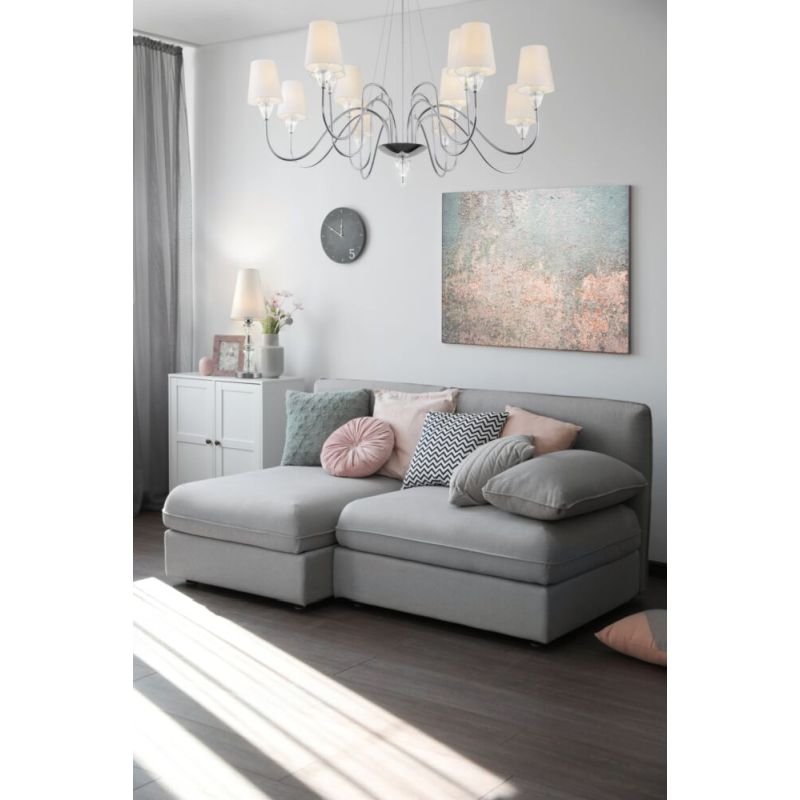 Table & Floor Lamp - Florero - White Fabric Shade & Chrome Big Table Lamp Maytoni-MOD079TL-01CH - Florero - White Fabric Shade & Chrome Big Table Lamp