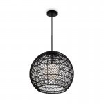 Cane - Black Wicker Pendant with White Glass Diffuser Cane - Black Wicker Pendant with White Glass Diffuser