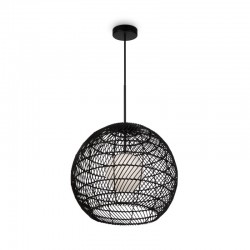 Cane - Black Wicker Pendant with White Glass Diffuser Cane - Black Wicker Pendant with White Glass Diffuser