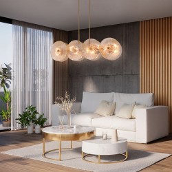 Aster - Gold 8 Light over Island Fitting with Amber & Clear Glass Aster - Gold 8 Light over Island Fitting with Amber & Clear Glass