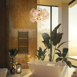 Aster - Gold 8 Light Centre Fitting with Amber & Clear Glass Aster - Gold 8 Light Centre Fitting with Amber & Clear Glass