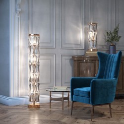 Puntes - Gold 8 Light Floor Lamp with Crystal Puntes - Gold 8 Light Floor Lamp with Crystal