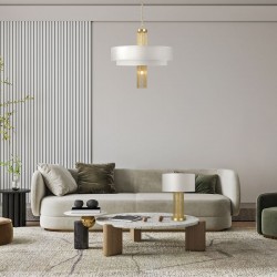Impressive - Gold 5 Light Pendant with White Shades Impressive - Gold 5 Light Pendant with White Shades