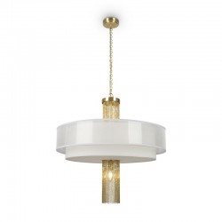 Impressive - Gold 5 Light Pendant with White Shades Impressive - Gold 5 Light Pendant with White Shades