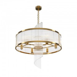 Frame - Gold 6 Light Pendant with Clear Rods