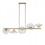 Miracle - Brass 5 Light over Island Fitting with Glass Shades Miracle - Brass 5 Light over Island Fitting with Glass Shades