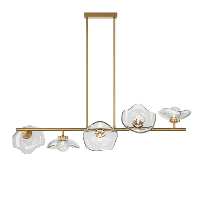 Maytoni-MOD207PL-05BS - Miracle - Brass 5 Light over Island Fitting with Glass Shades
