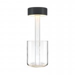 AI Collaboration - Rechargeable Black Table Lamp with Glass Vase