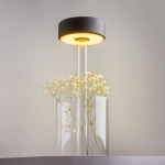 AI Collaboration - Rechargeable Black Table Lamp with Glass Vase