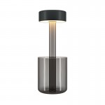 AI Collaboration - Rechargeable Black Table Lamp with Glass Vase