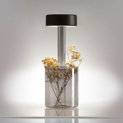 AI Collaboration - Rechargeable Black Table Lamp with Glass Vase AI Collaboration - Rechargeable Black Table Lamp with Glass Vase