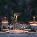 AI Collaboration - Rechargeable Gold Table Lamp with Glass Vase