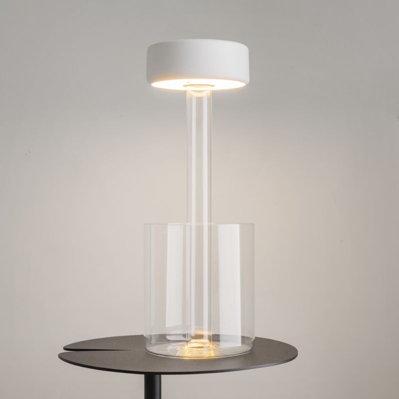 Maytoni-MOD229TL-L3W3K1 - AI Collaboration - Rechargeable White Table Lamp with Glass Vase