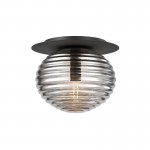 Reels - Black Ceiling Lamp with Ribbed Smoked Glass