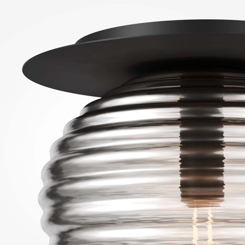Maytoni-MOD268CL-01B - Reels - Black Ceiling Lamp with Ribbed Smoked Glass
