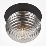 Reels - Black Ceiling Lamp with Ribbed Smoked Glass